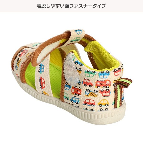 ベビーサンダル（くるま柄）