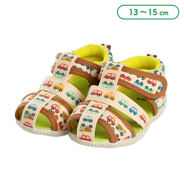 ベビーサンダル（くるま柄）