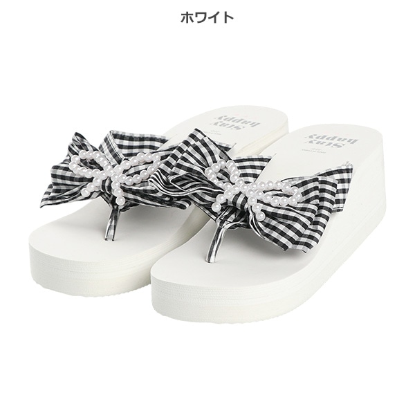 厚底ビーチサンダル（パールリボン）