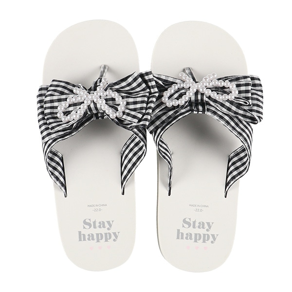 厚底ビーチサンダル（パールリボン）