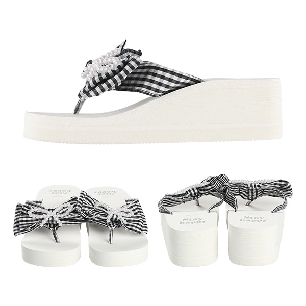 厚底ビーチサンダル（パールリボン）