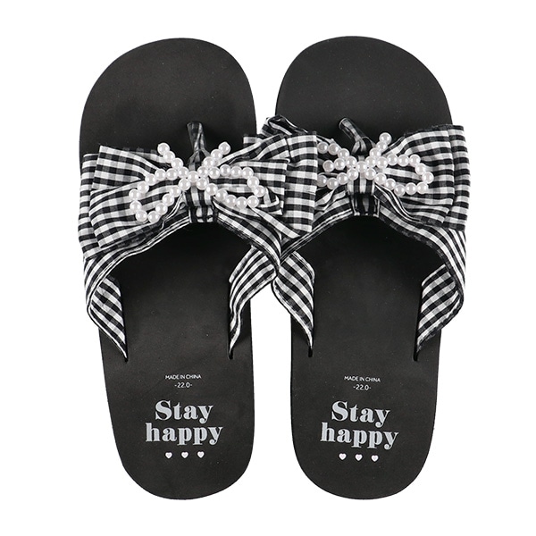 厚底ビーチサンダル（パールリボン）