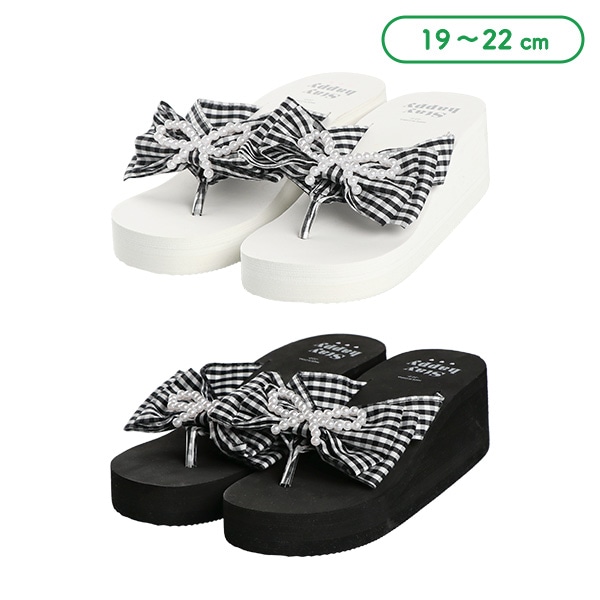 厚底ビーチサンダル（パールリボン）