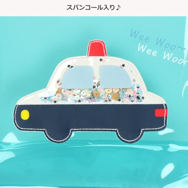 スパンコール入りクリアビーチバック（パトカー）[男 キッズ こども スクール 通園通学 くるま プールバッグ 角型ビーチバッグ ビーチバッグ  ビニールバッグ 鞄 スイミンググッズ プール 海 夏]