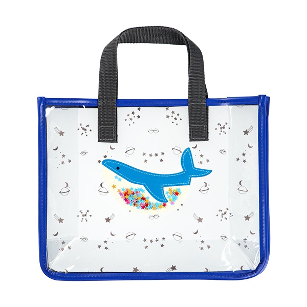スパンコール入りクリアビーチバック（くじら）