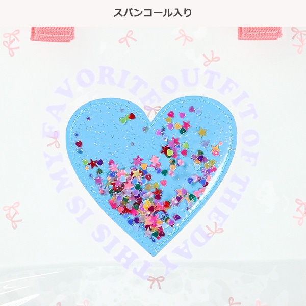 スパンコール入りクリアビーチバック（ハート）