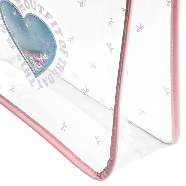 スパンコール入りクリアビーチバック（ハート）