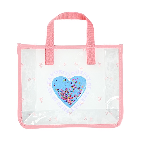 スパンコール入りクリアビーチバック（ハート）