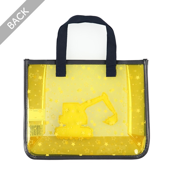 スパンコール入りクリアビーチバッグ（ブルドーザー）