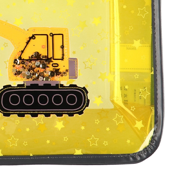 スパンコール入りクリアビーチバッグ（ブルドーザー）