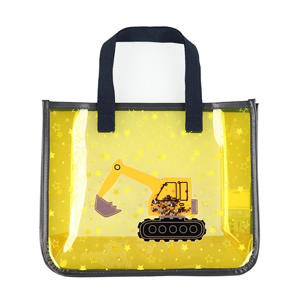 スパンコール入りクリアビーチバッグ（ブルドーザー）