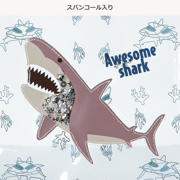 スパンコール入りクリアビーチバッグ（サメ）