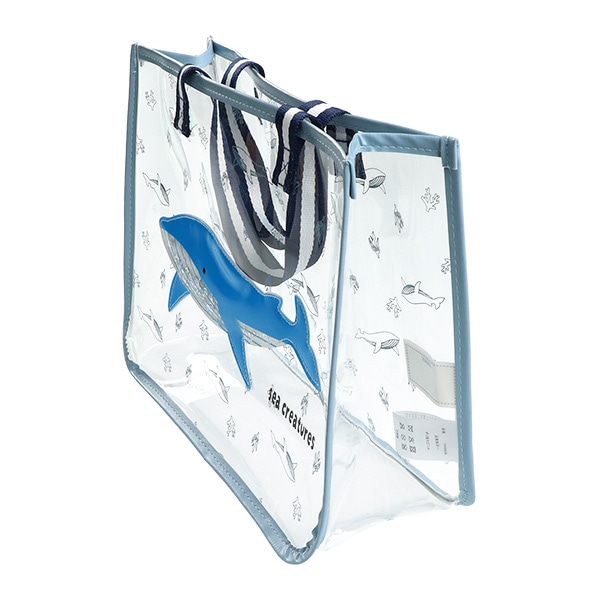 スパンコール入りクリアビーチバッグ（くじら）