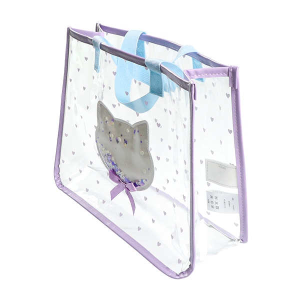 スパンコール入りクリアビーチバッグ（ねこ）