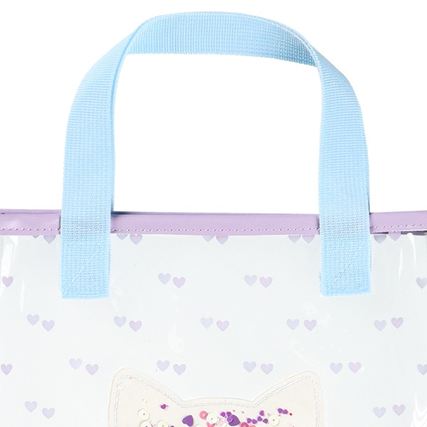 スパンコール入りクリアビーチバッグ（ねこ）