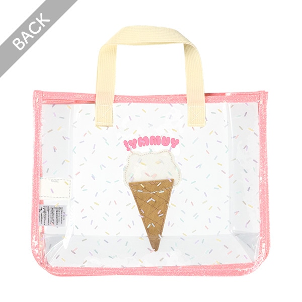 スパンコール入りクリアビーチバッグ（くまアイス）