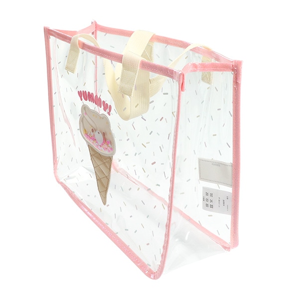 スパンコール入りクリアビーチバッグ（くまアイス）