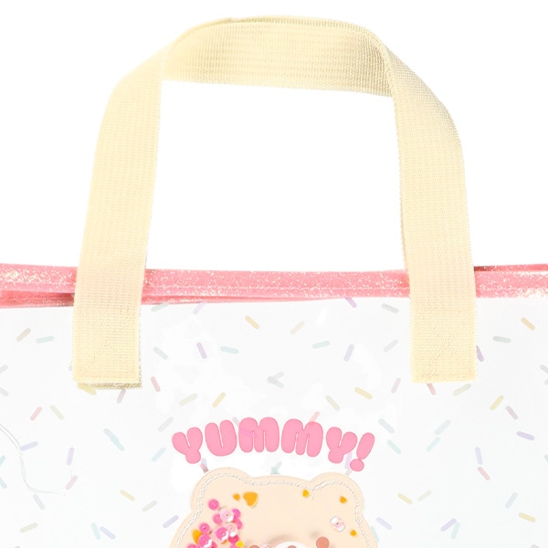 スパンコール入りクリアビーチバッグ（くまアイス）