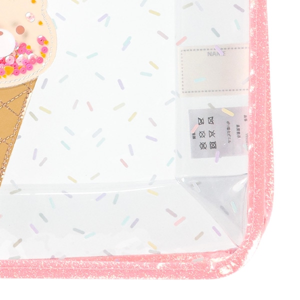 スパンコール入りクリアビーチバッグ（くまアイス）