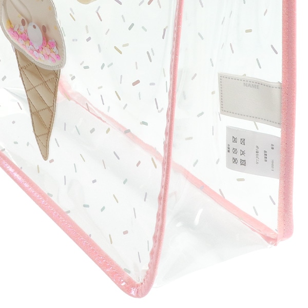 スパンコール入りクリアビーチバッグ（くまアイス）