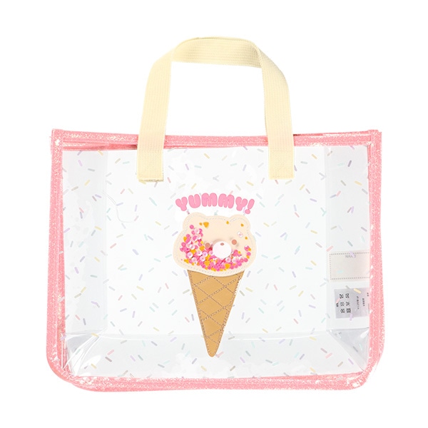 スパンコール入りクリアビーチバッグ（くまアイス）