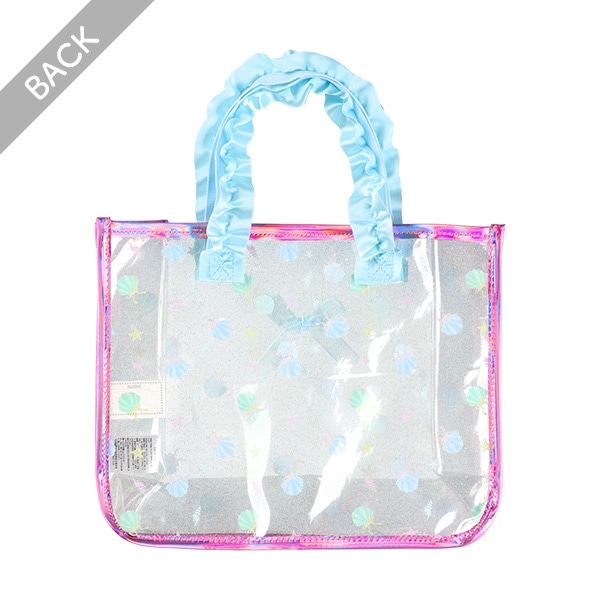 持ち手フリルクリアビーチバッグ（シェル）