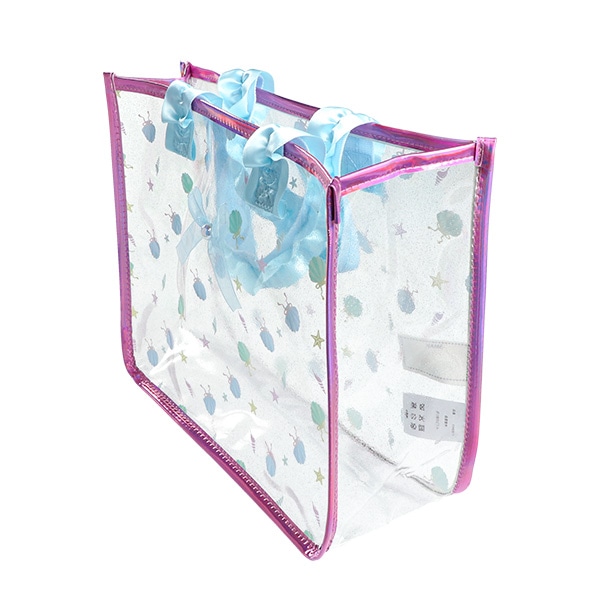 持ち手フリルクリアビーチバッグ（シェル）