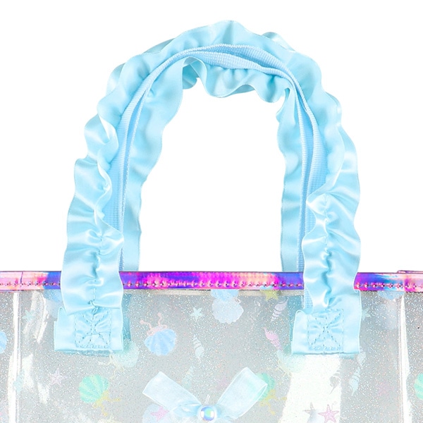 持ち手フリルクリアビーチバッグ（シェル）