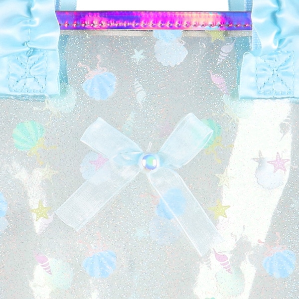 持ち手フリルクリアビーチバッグ（シェル）