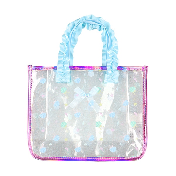 持ち手フリルクリアビーチバッグ（シェル）