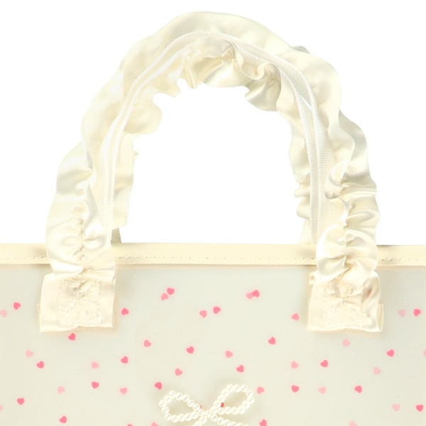 持ち手フリルビーチバッグ（パールリボン）