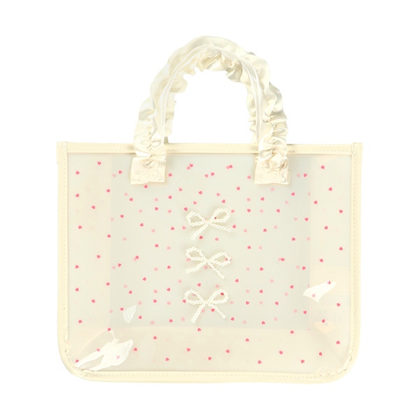 持ち手フリルビーチバッグ（パールリボン）