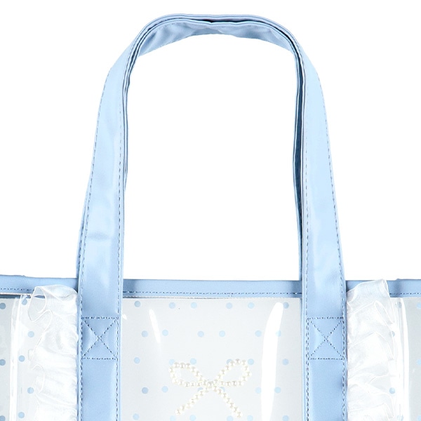 縦フリルクリアビーチバッグ（パールリボン）