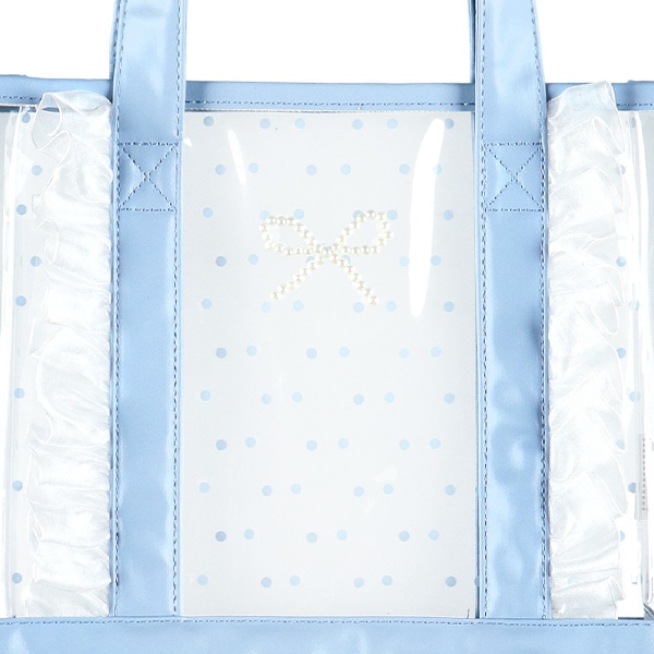 縦フリルクリアビーチバッグ（パールリボン）