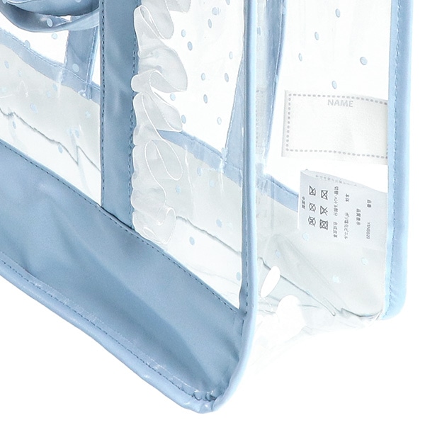 縦フリルクリアビーチバッグ（パールリボン）