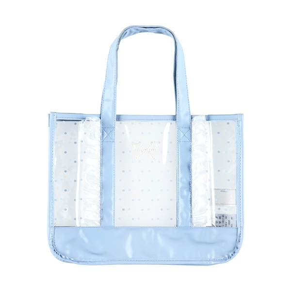 縦フリルクリアビーチバッグ（パールリボン）