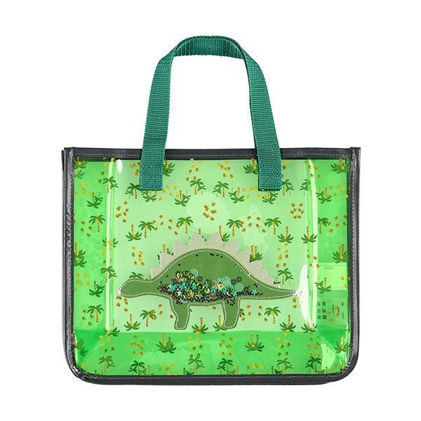 スパンコール入りクリアビーチバッグ（ステゴサウルス）