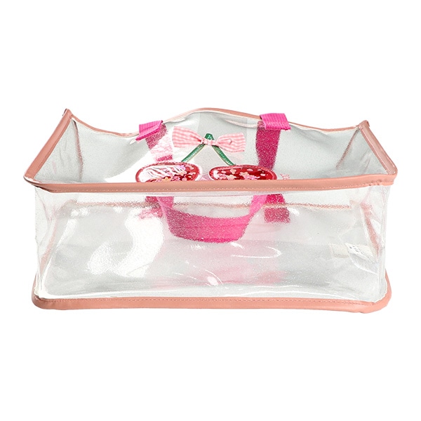 スパンコール入りクリアビーチバッグ（チェリー）