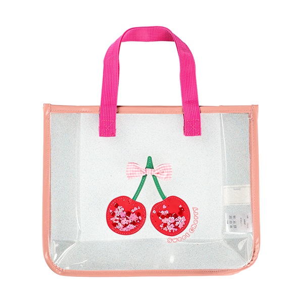 スパンコール入りクリアビーチバッグ（チェリー）