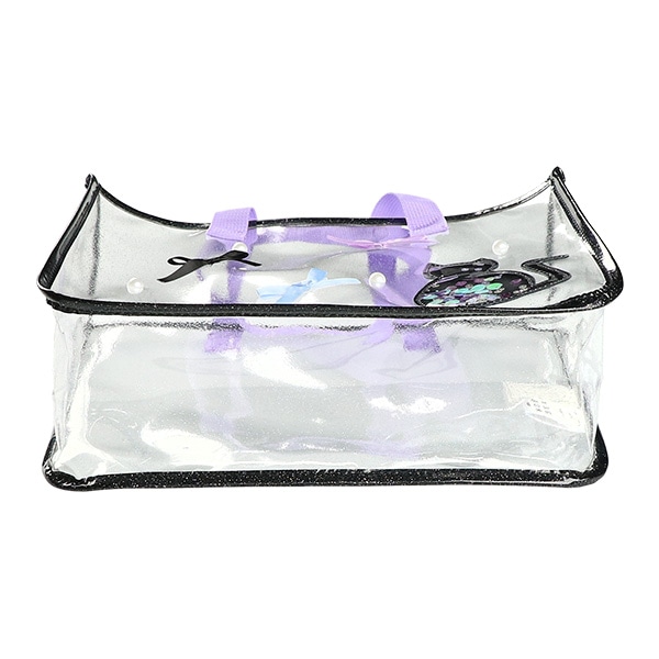 スパンコール入りクリアビーチバッグ（ねこ・パールリボン）