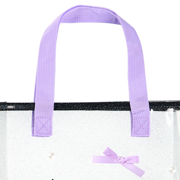 スパンコール入りクリアビーチバッグ（ねこ・パールリボン）