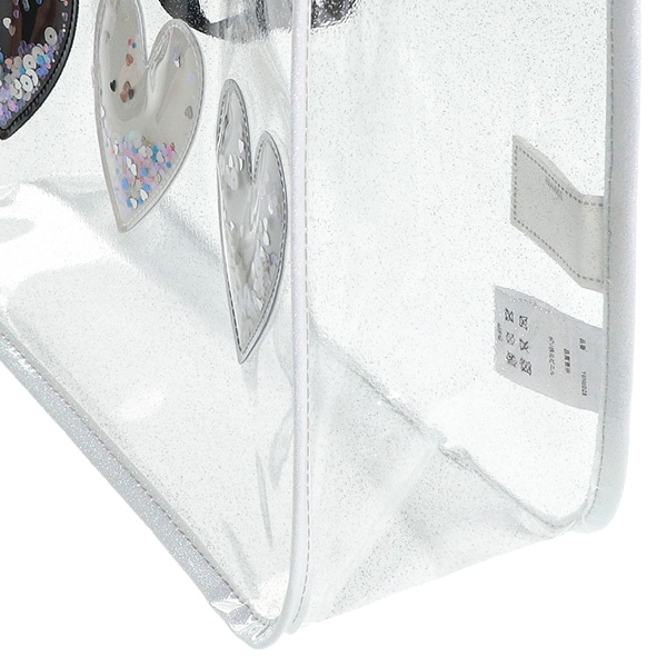 スパンコール入りクリアビーチバッグ（モノトーンハート）