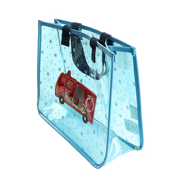 スパンコール入りクリアビーチバッグ（消防車）