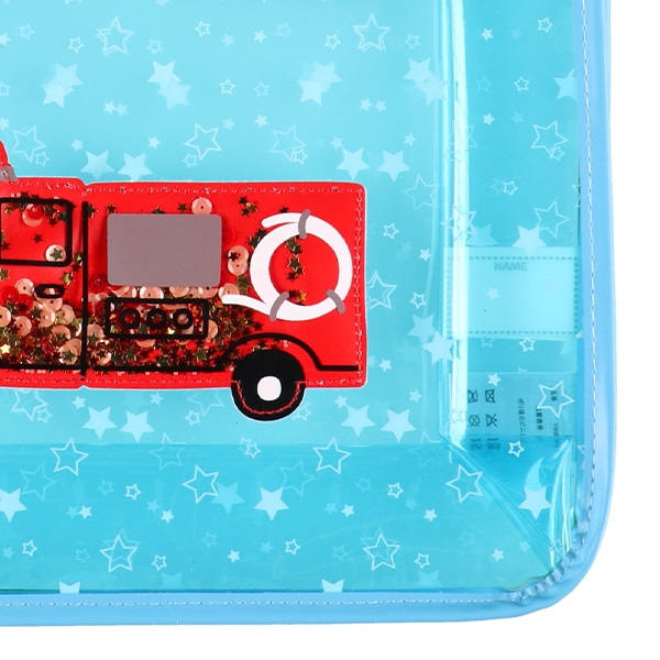 スパンコール入りクリアビーチバッグ（消防車）