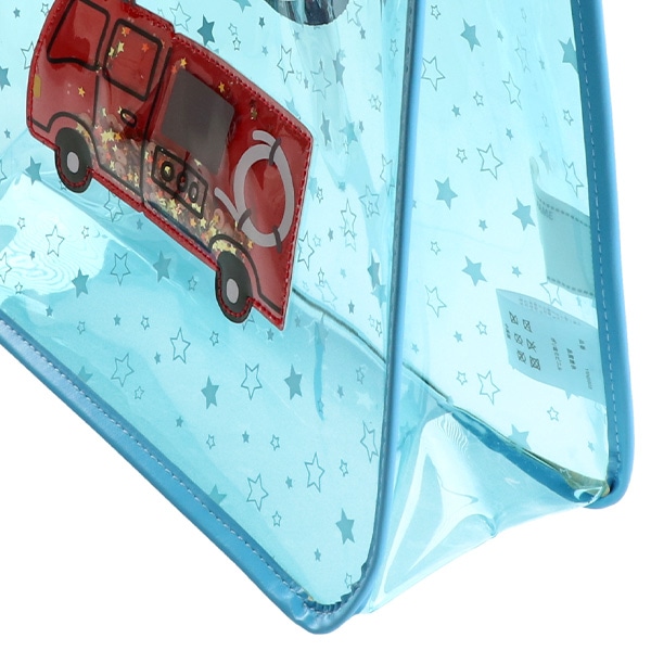 スパンコール入りクリアビーチバッグ（消防車）