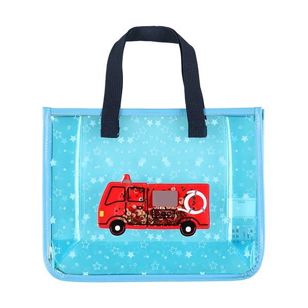 スパンコール入りクリアビーチバッグ（消防車）