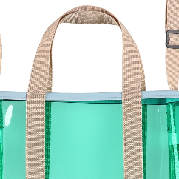 ショルダー付き角型付きビーチバッグ