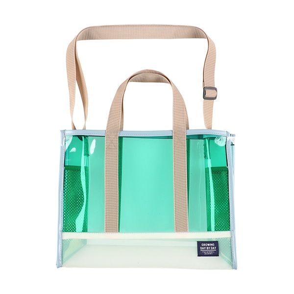 ショルダー付き角型付きビーチバッグ