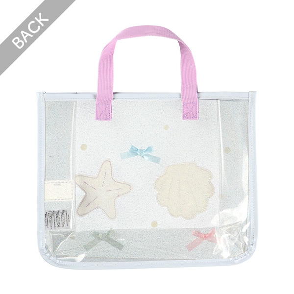 スパンコール入りクリアビーチバッグ（シェル）
