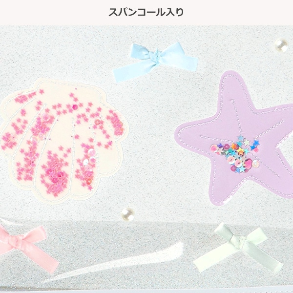 スパンコール入りクリアビーチバッグ（シェル）